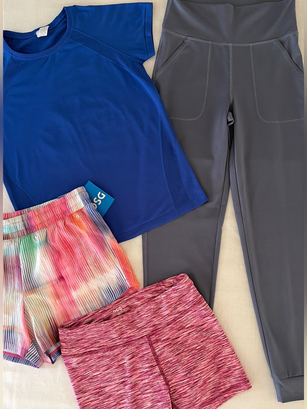 Girls Lg (14) ~ DSG ~ Active Tee, Leggings, Biker and Running Shorts~ 4pc Bundle